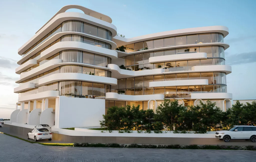 Façade contemporaine de Manarina by Zenith à Dubai South